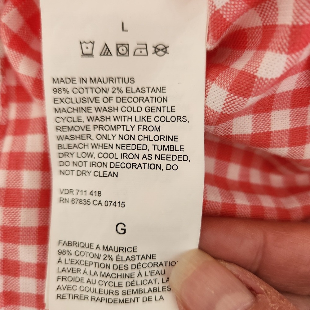 Nautica Mens L Classic Fit Stretch Gingham Orange Checkered Button Down Shirt - Picture 8 of 9